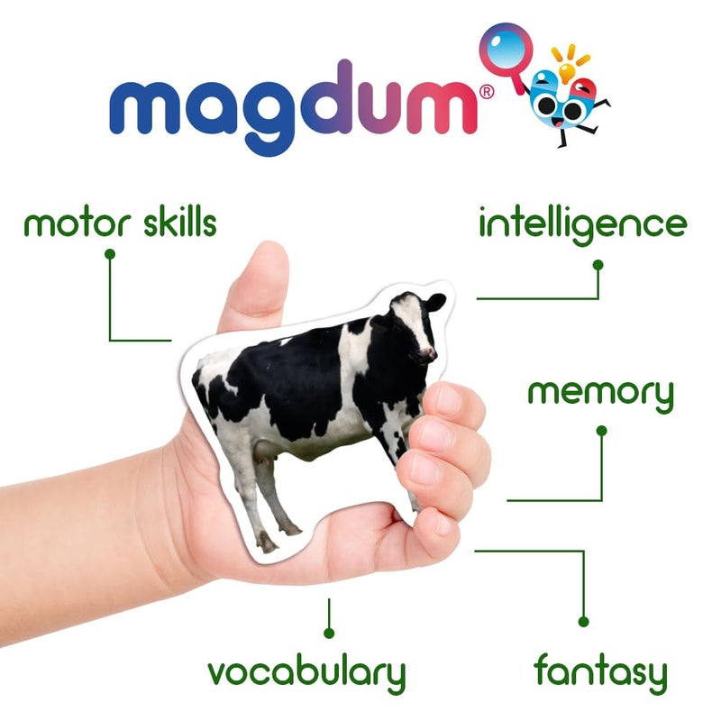 magdum Farm Magnetic Puzzles for Kids â€“ 6 Big Magnetic Animals for Baby - Realistic Toddler Magnet for Refrigerator - Travel Games â€“ Real Farm Magnets for Fridge - Learning Toy Set - Baby Educational Gift - Image 4